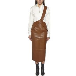 MATERIEL Asymmetric Faux Leather Midi Skirt Women BROWN Skirts